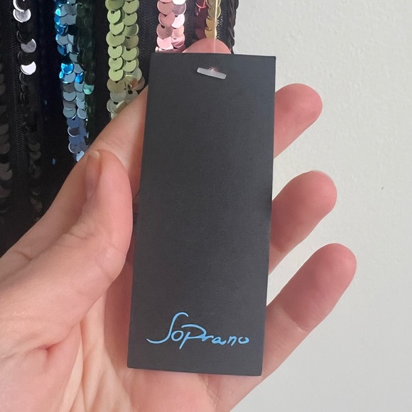 NWT Soprano Sleeveless Sequin Striped Midi Dress Multi Colored Size Small - Picture 9 of 10